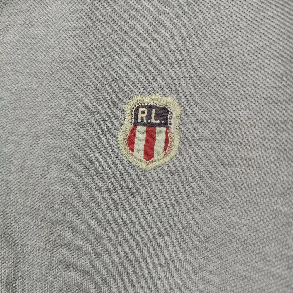 Vintage Polo Ralph‎ Lauren Shirt Mens XL Logo Crest Gray Pique Knit Preppy